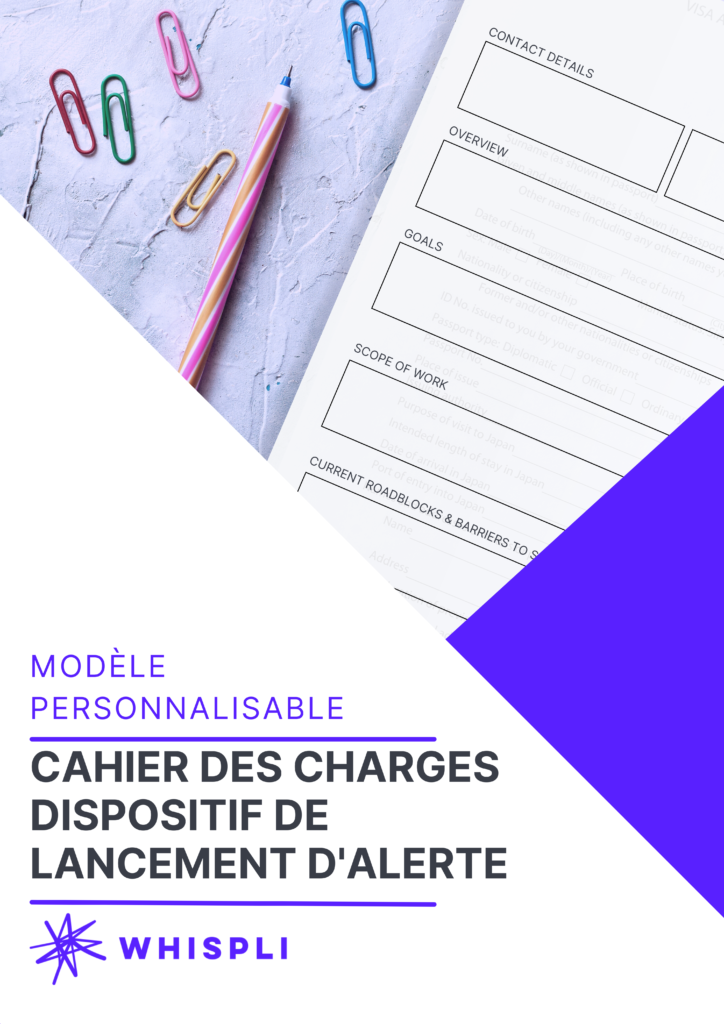 Modèle personnalisable de cahier des charges pour un dispositif d'alerte interne